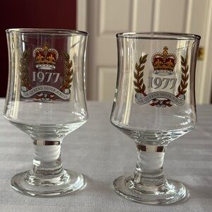 1977 Queen's Silver Jubilee Commemorative Goblets (Pair)